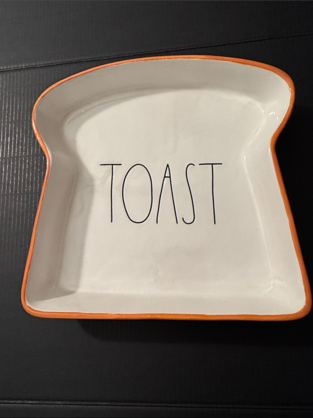 Rae Dunn Toast Ceramic Plate - Breakfast/Brunch Beige with Orange Trim: Clean